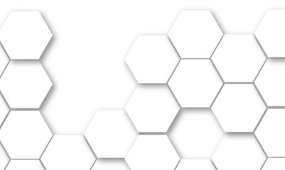 Abstract white hexagon pattern background. Abstract hexagon technology design background. Futuristic honeycomb mosaic white background. Vector Illustration. 