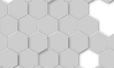 Abstract white hexagonal geometric background with shadow. Luxury White 3D futuristic honeycomb mosaic white background. Abstract white lines background. Vector Illustration.