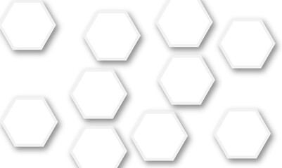 Abstract white hexagonal geometric background with shadow. Luxury White 3D futuristic honeycomb mosaic white background. Abstract white lines background. Vector Illustration.