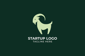 goat abstract logo for company, Stand goat on rock logo design, premium mountain goat vector logo, 