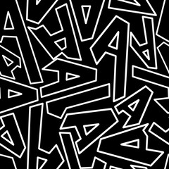 Seamless pattern, letters A white on a black background