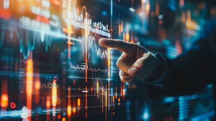 Close-up photo of the back professional business people are Point to explain in a joint project in the office. Using economic growth charts and network connectivity to accompany the data In analyzing