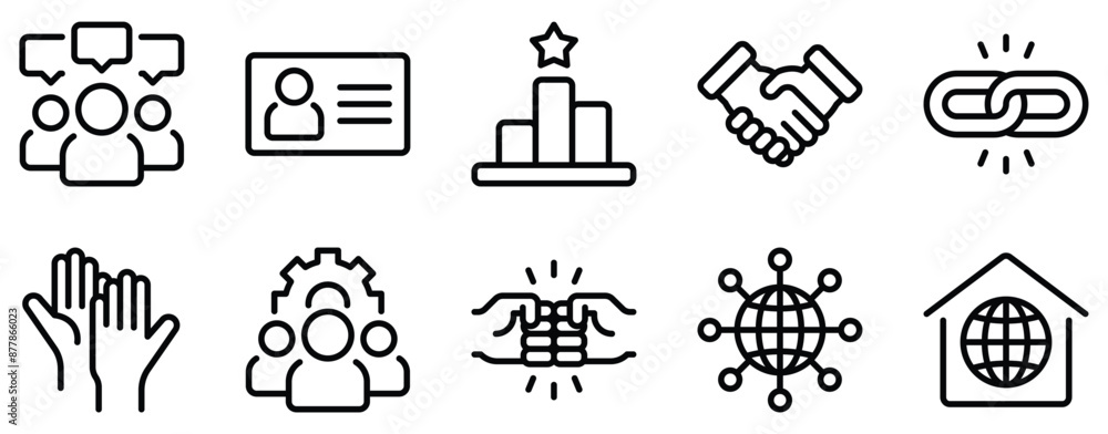 Aufkleber networking icon set sleek line style collection for connectivity and communication