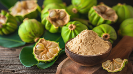 Close-up View of Garcinia Cambogia Powder for Weight Management Advertisement