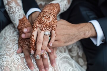marriage couple hand in hand for ritual bride and groom