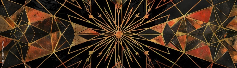 Poster cosmic geometric star pattern with bold outlines - celestial design for graphic projects and backgro