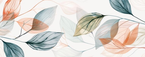 Elegant Hand-Drawn Abstract Leaves in Delicate Lines for Botanical Artistry