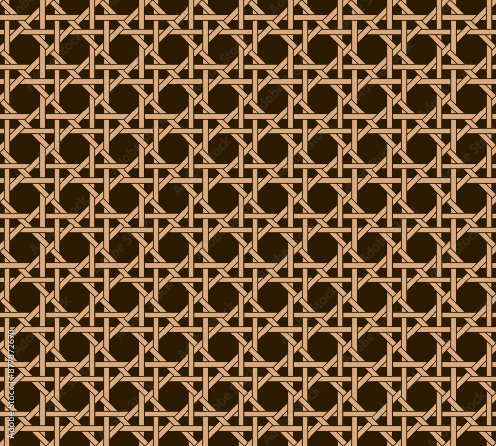 Wall mural Vector rattan cane bamboo basketwork seamless background pattern texture