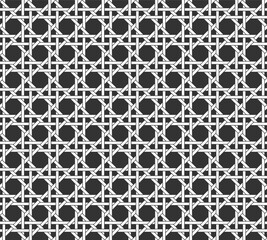 Vector rattan cane bamboo basketwork seamless black and white background pattern texture