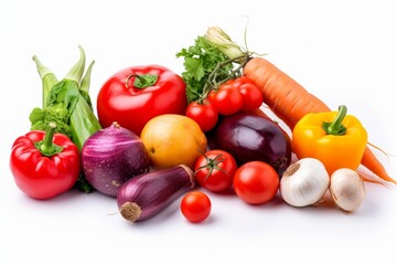 Collection vegetables isolated white background