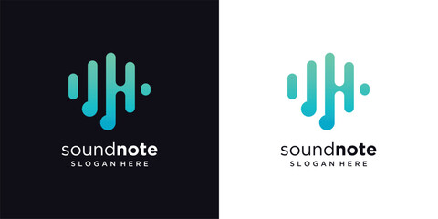Sound wave logo vector template. Abstract music play equalizer icon elements. Audio, pulse, frequency and digital voice concept design.