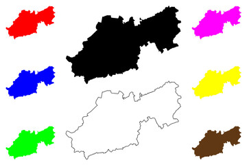 Fototapeta premium South Somerset Non-metropolitan district, (United Kingdom of Great Britain and Northern Ireland, ceremonial county Somerset or Somersetshire, England) map vector illustration, scribble sketch map