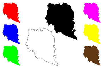 Stevenage Non-metropolitan district, Town and borough (United Kingdom of Great Britain and Northern Ireland, ceremonial county Hertfordshire or Herts, England) map vector illustration, scribble sketch