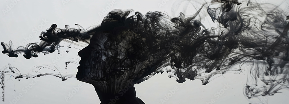 Poster abstract background with overlapping circles and grunge texture, monochrome design for graphic eleme