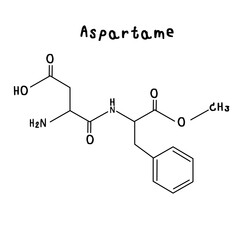 Molecular structure of aspartame illustration