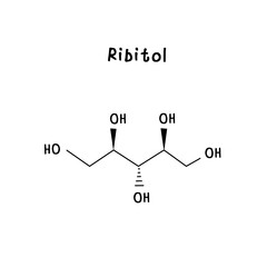 Molecular structure of Ribitol illustration