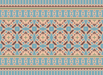 Pixel Indigenous geometry style pattern. seamless ethnic pattern concept. Design for indigenous, fabric, boho, carpet, ikat, tribal, batik, background