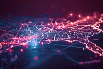 Obraz premium Digital map of California US Network Connection created with Generative AI