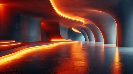 Modern illumination concept with geometric patterns and subtle lighting, spacious background with ample copy space for text