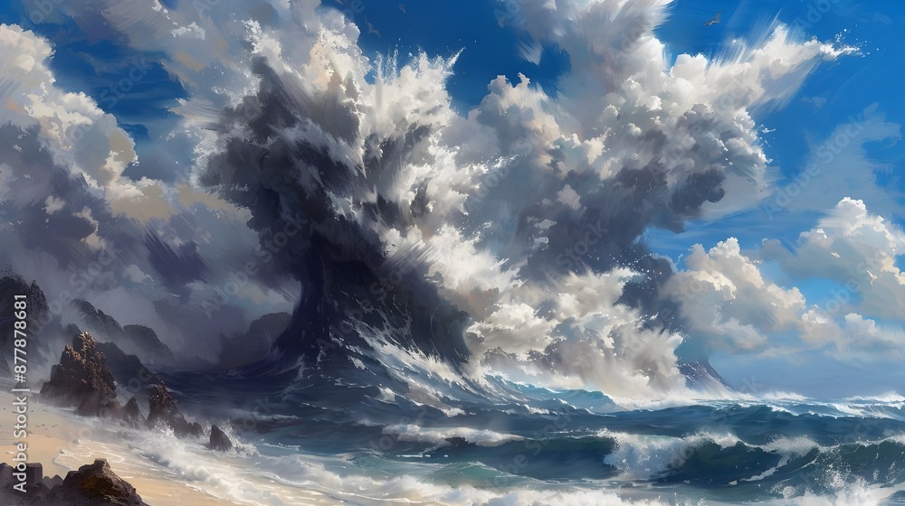 Wall mural clouds over the ocean