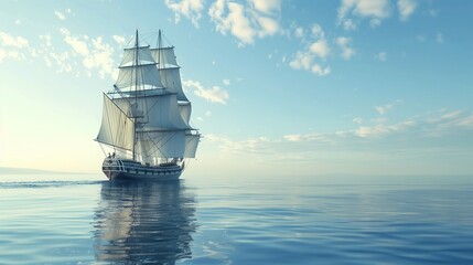 A super realistic image of a classic sailing yacht on a calm sea with a dramatic sunset, perfect lighting