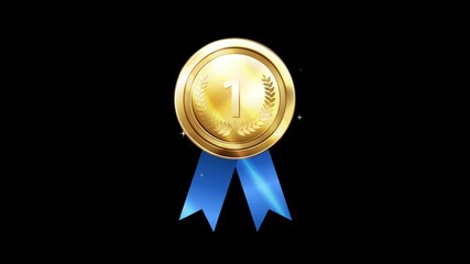 Gold Medal Animation with Blue Ribbon