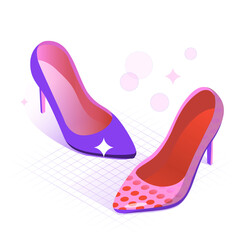 Women's classic shoe in Isometric View. Shoes with heels. Vector illustration