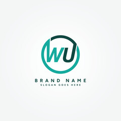 Creative Logo for Initials WU in Monogram Style - Vector Template for Initial Letter W and U