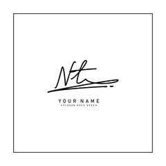 Handwritten Signature logo for Initial Letter NT - Vector Logo Template for Alphabet N and T