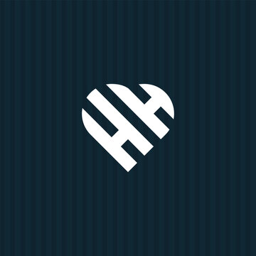 Heart Letter HH Logo - Initial Monogram Template for Alphabet H and H