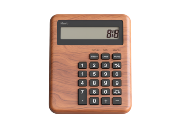 Realistic calculator mockup in PNG style with transparent background for digital and print design projects