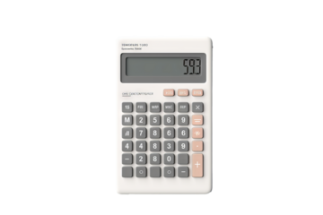 Realistic calculator mockup in PNG style with transparent background for digital and print design projects