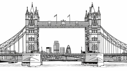 Obraz premium Line drawing of a renowned landmark with intricate details.