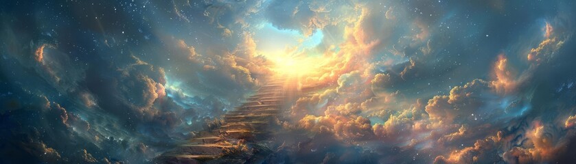 Fototapeta premium Stairway to the Skies A Magical Journey to the Unknown,