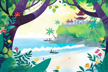 Tropical Gardens Filled with Exotic Foliage in Bali