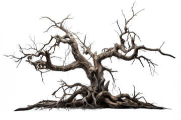 Dead tree illustration with transparent background in PNG style for design projects and visual creations