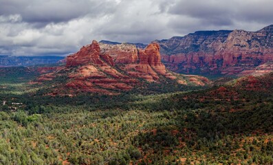 Desert, buttes and forest in Sedona, Arizona, United States of America.