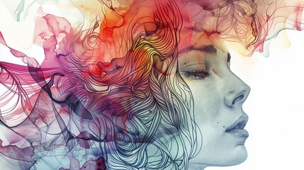 Line art with watercolor creates captivating designs by merging crisp lines with soft, vibrant hues.