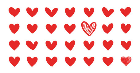 Beautiful red heart shapes design. Attractive red heart illustrations.
