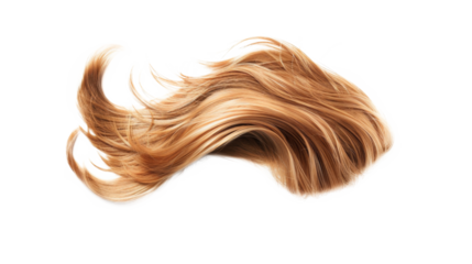 Beeline Honey blonde color Hair Wig for woman isolated. Hair flow on the breeze.