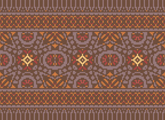 Nature vintages cross stitch traditional ethnic pattern paisley flower Ikat background abstract Aztec African Indonesian Indian seamless pattern for fabric print cloth dress carpet curtains and sarong
