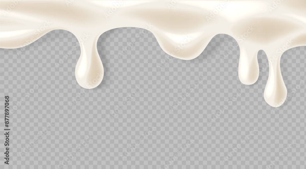 Aufkleber realistic flowing creamy border with dripping texture isolated on transparent background. design ele