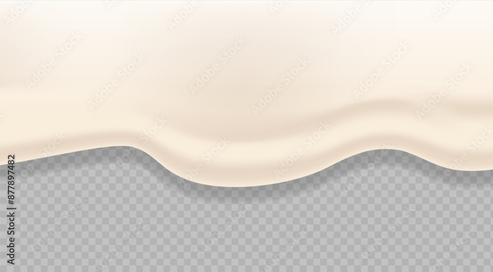Poster peach colored flowing cream texture isolated on transparent background. realistic 3d vector high-qua