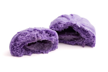 Fototapeta premium Vivid Steamed Purple Ube Sweet Potato Dumplings