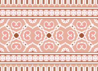 Nature vintages cross stitch traditional ethnic pattern paisley flower Ikat background abstract Aztec African Indonesian Indian seamless pattern for fabric print cloth dress carpet curtains and sarong