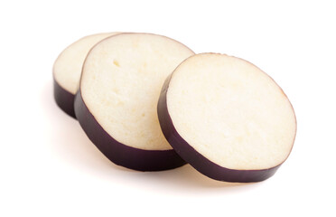 Long Thin Purple Chinese Eggplants Isolated on a White Background