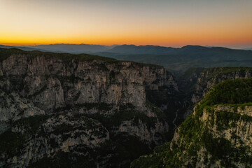 Fototapeta premium Vikos Gorge from the Oxya Viewpoint in the national park in Vikos-Aoos in zagori, northern Greece. Nature landscape