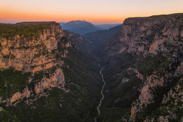  Vikos Gorge from the Oxya Viewpoint in the  national park  in Vikos-Aoos in zagori, northern Greece. Nature landscape