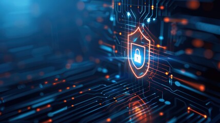 Fototapeta premium Advanced cybersecurity visual, endpoint protection, defense against threats, digital shield