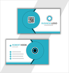 Fototapeta premium Double-sided modern business card template with artistic features, vector illustration, creative shapes, gradient face and landscape mode